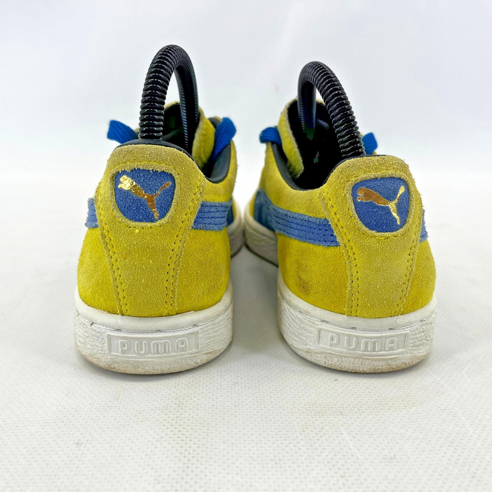 Puma Retro Yellow & Blue Suede Lace Up Trainers Ladies UK size 4