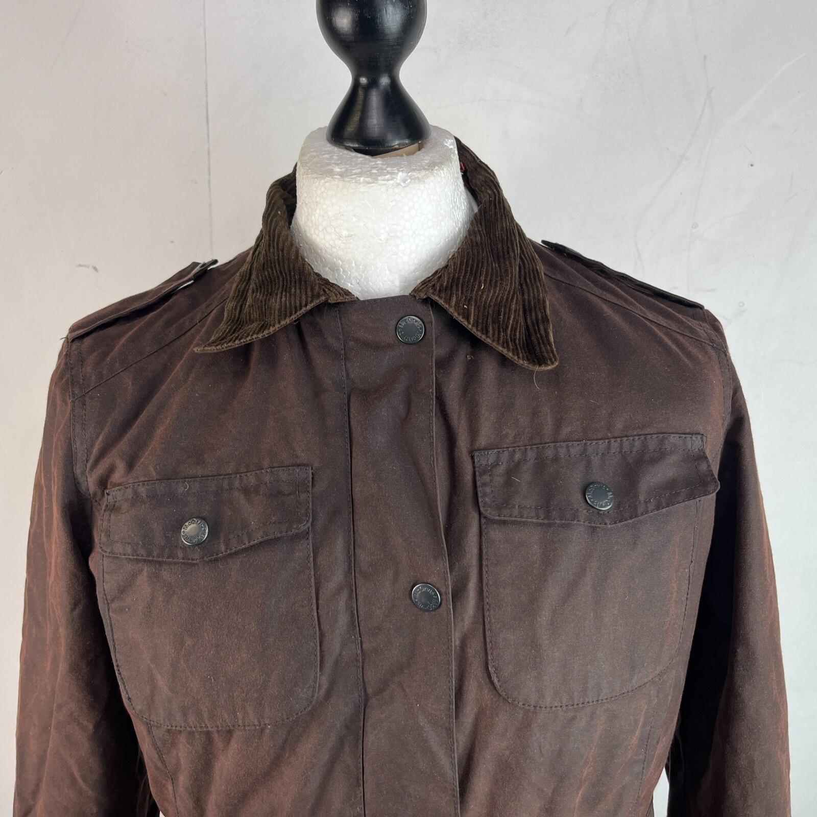 Mc Orvis Wax Jacket Womens size S Brown Waxed Coat with Belt Made in the UK