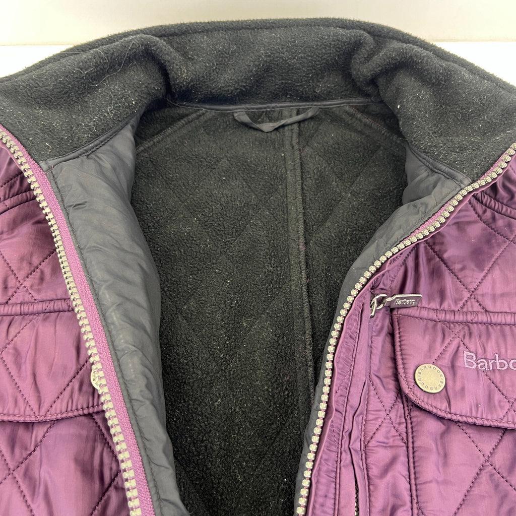 Barbour International Women's Quilted Jacket in Purple size 14 Fleece Lined