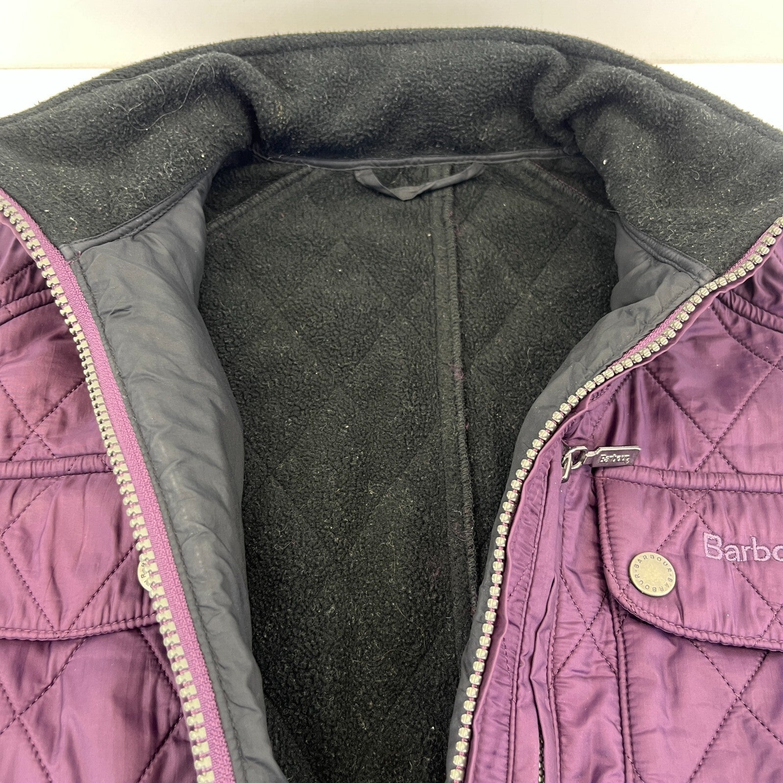 Barbour International Women's Quilted Jacket in Purple size 14 Fleece Lined