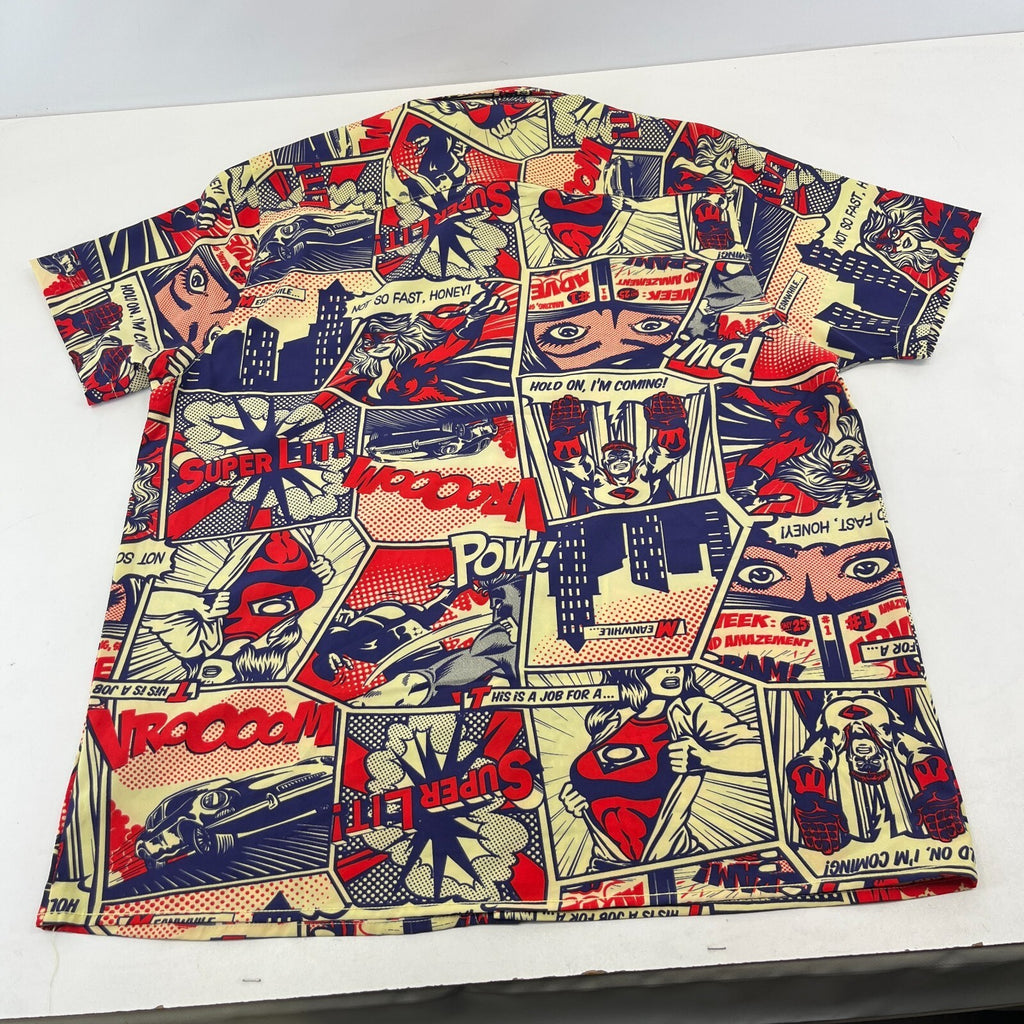 Oh Snap! Drill Clothing Co Shirt Men's size XL 90s Comic Pop Art Button-Up