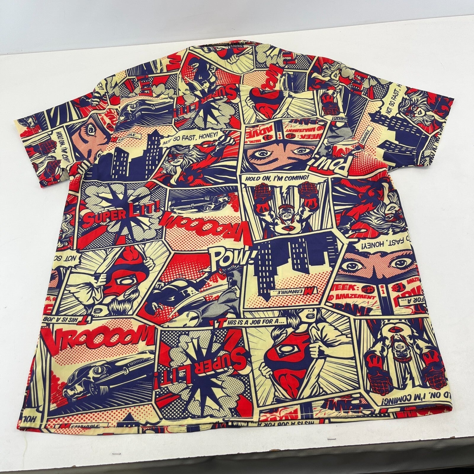 Oh Snap! Drill Clothing Co Shirt Men's size XL 90s Comic Pop Art Button-Up