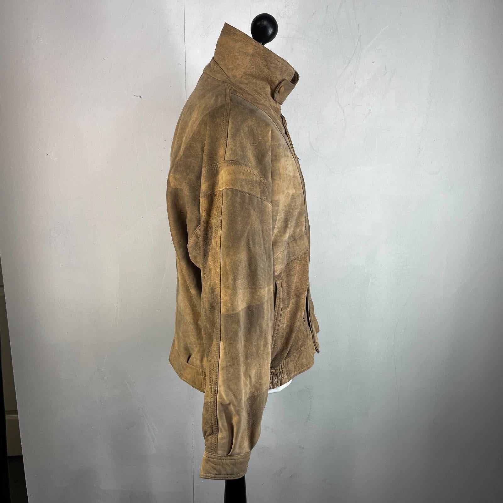 The Vali Collection Soft Leather Jacket 80s Brown Distressed Look size XL