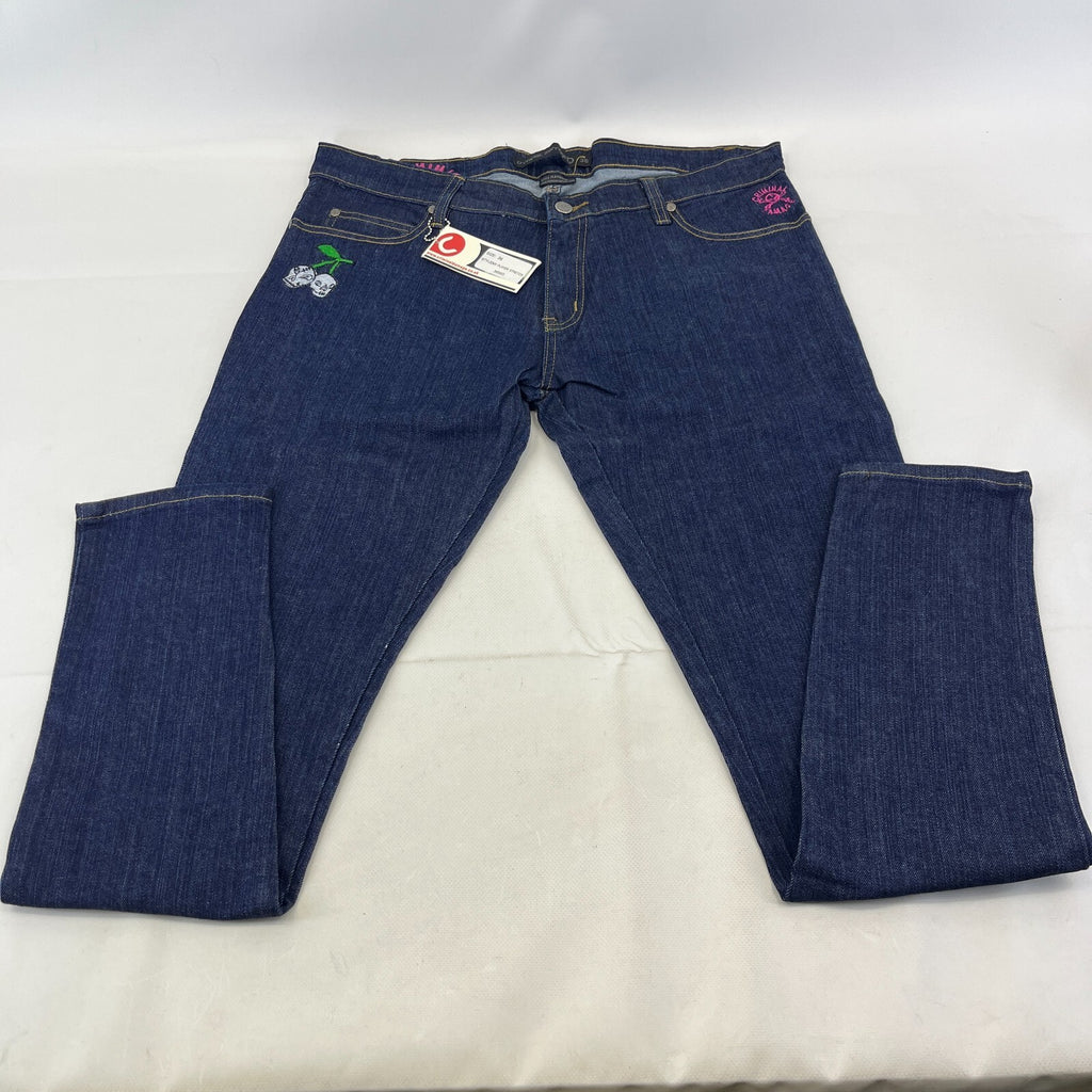 Criminal Damage Player Stretch Jeans Tapered Dark Blue 100% Cotton Denim W36 L32