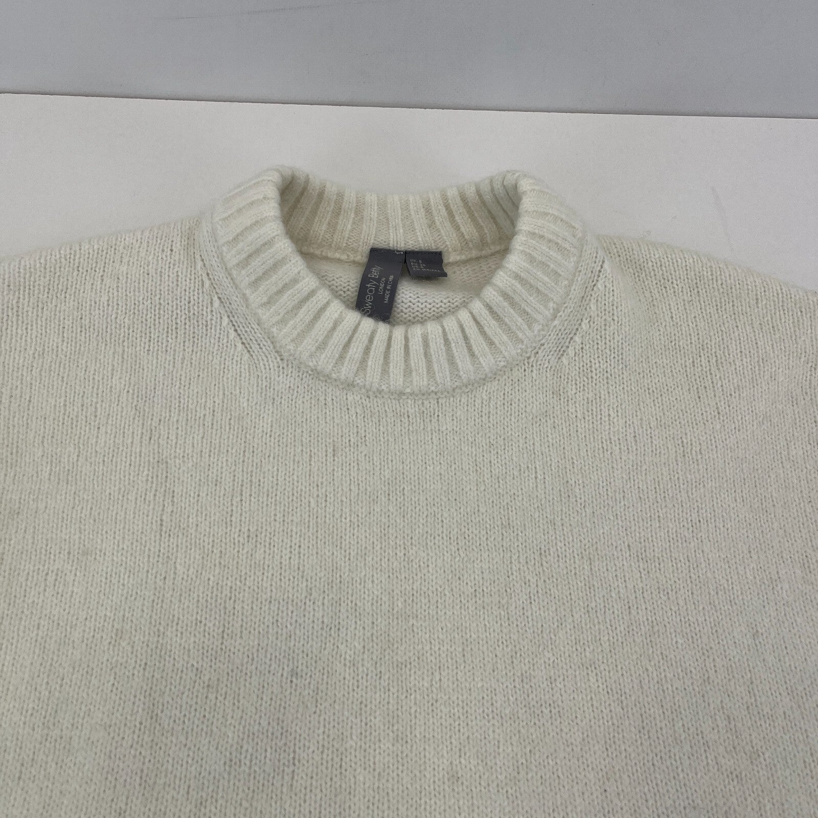 Sweaty Betty Alpine Wool Crew Neck Jumper Sweater in Lily White size S Alpaca