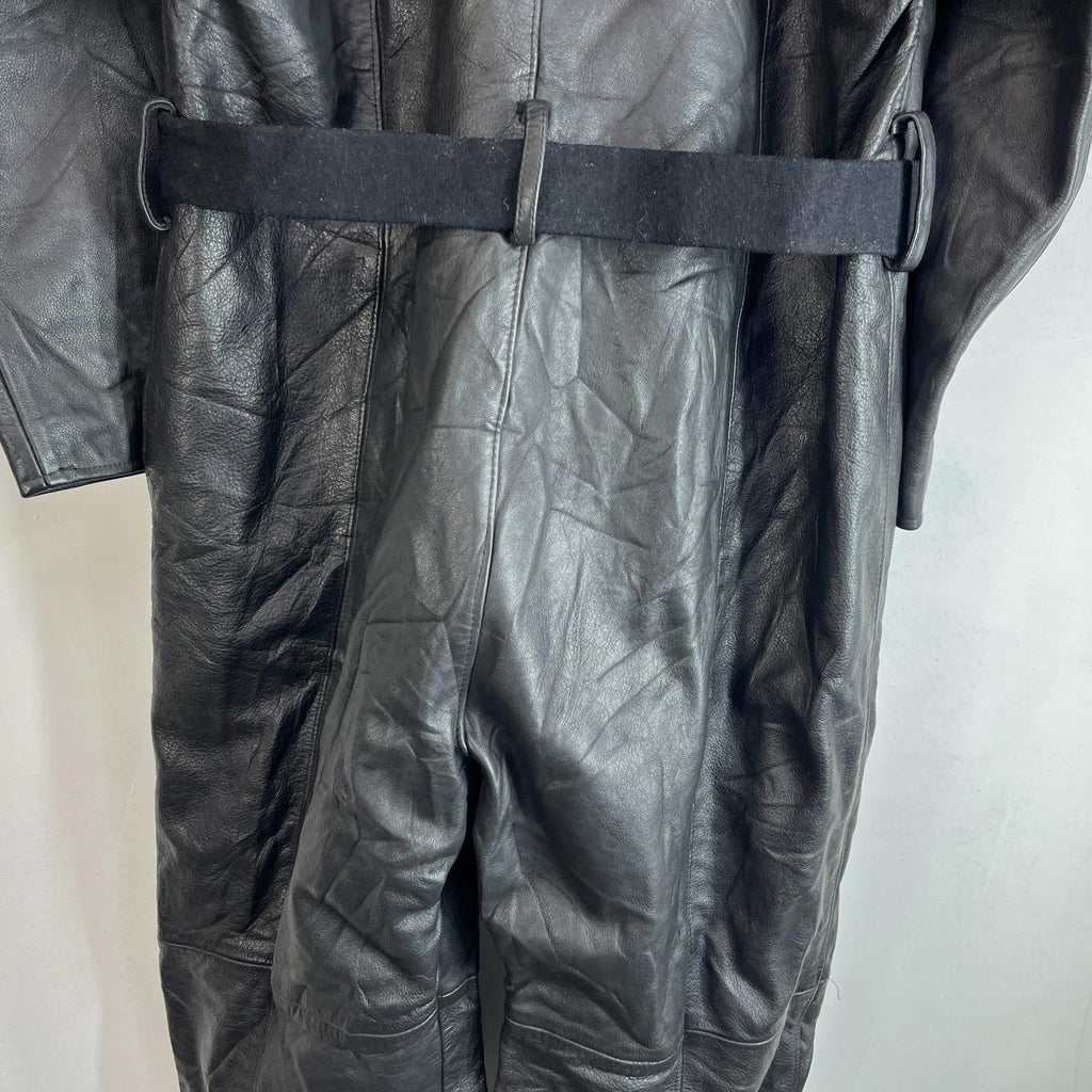 Super Rare Post WWII Military Motorcycle 1 Piece Leather Suit with Belt