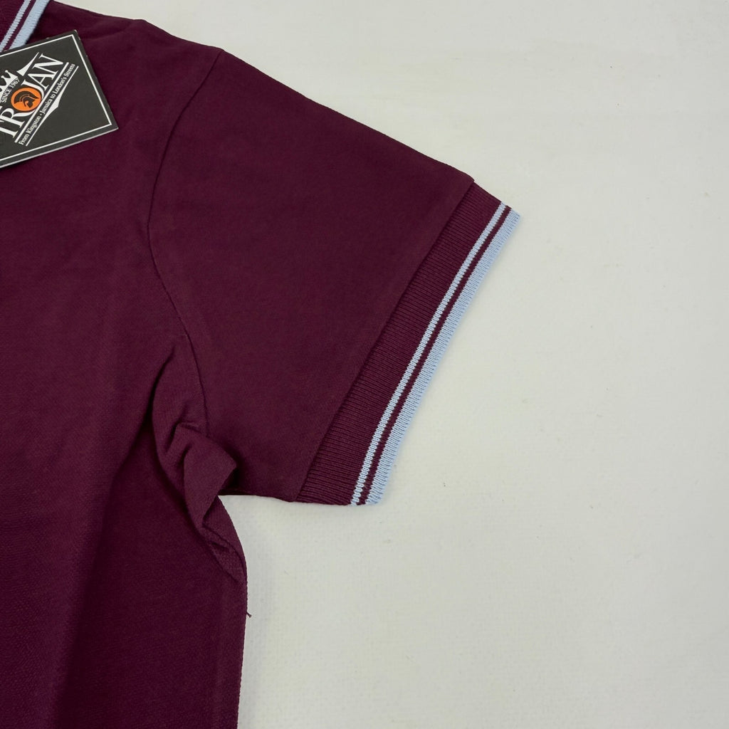 Trojan Records Women's Short Sleeve Polo Shirt in Burgundy Maroon Red size 8