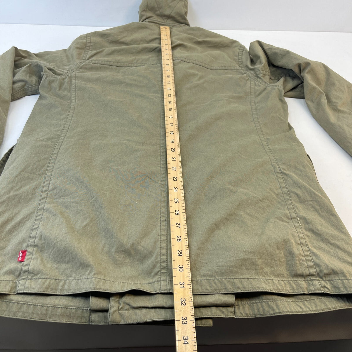 Levi's Double Breasted Parka Jacket Distressed Olive Green Liam Gallagher size M