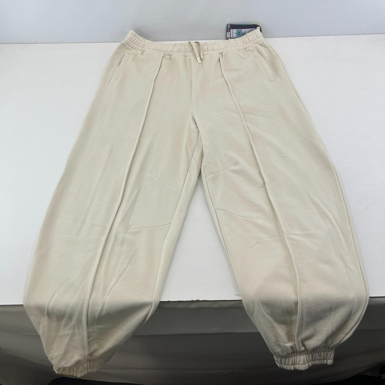 M&S Ladies Goodmove Parachute Joggers Cuffed Trousers Pants Cream UK size 14 New