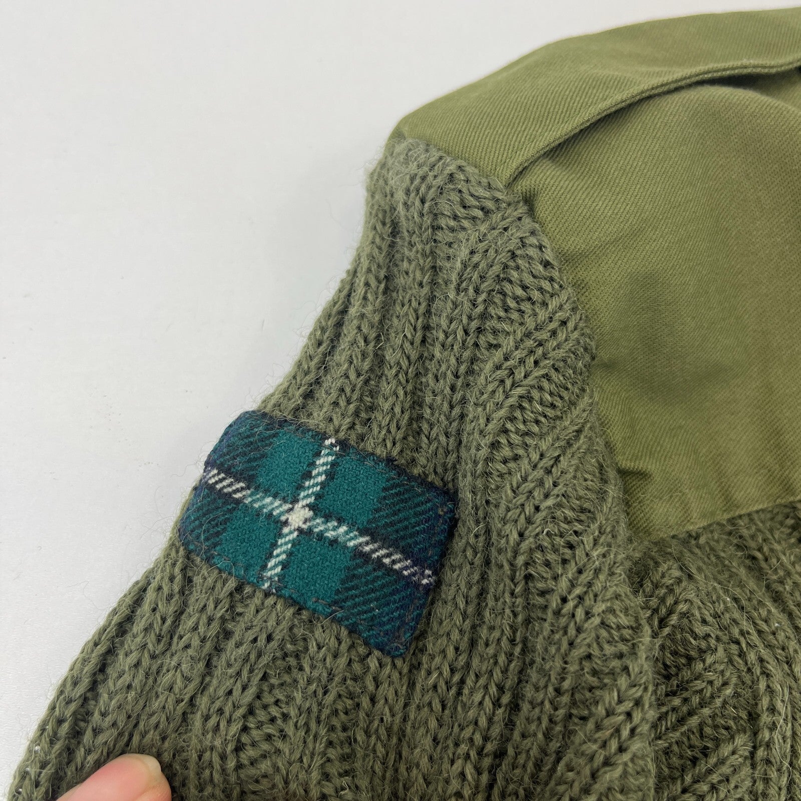 British Army Surplus RSM WO1 ASM Olive Green Wool Jumper with Badges size 2 (M)