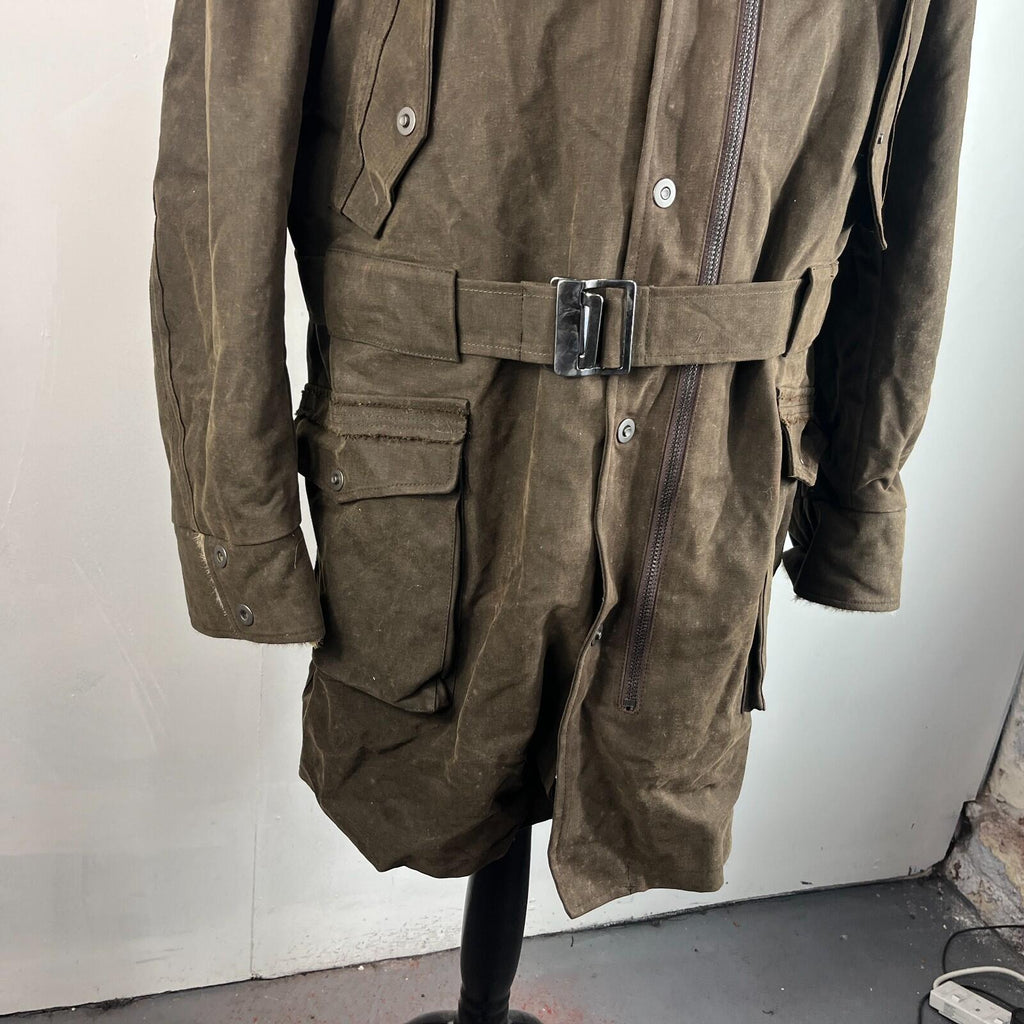 Rare Iesse Industrie Heavy Wax Denim Coat Brown & Removable Faux Fur Liner EU 50