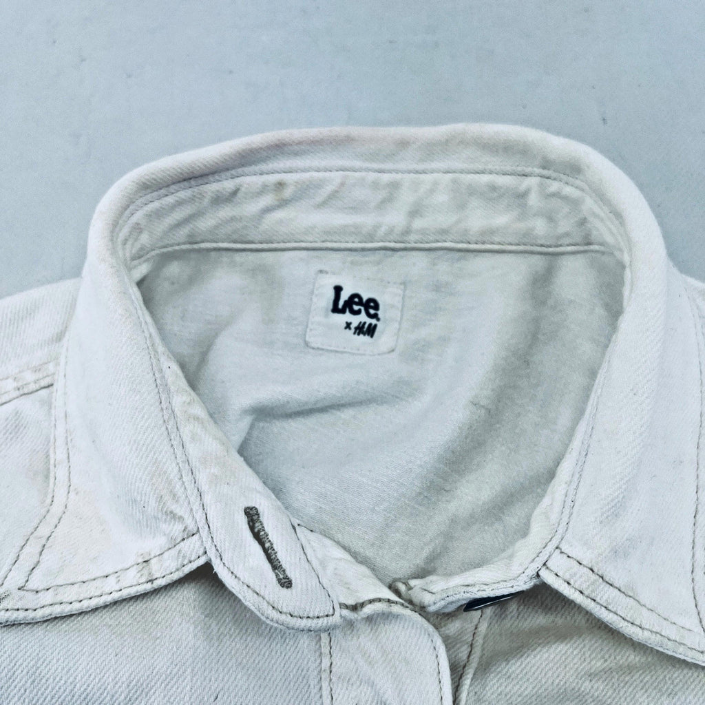 Lee at H&M Overshirt Mens Denim Shacket in White size L Oversized 100% Cotton