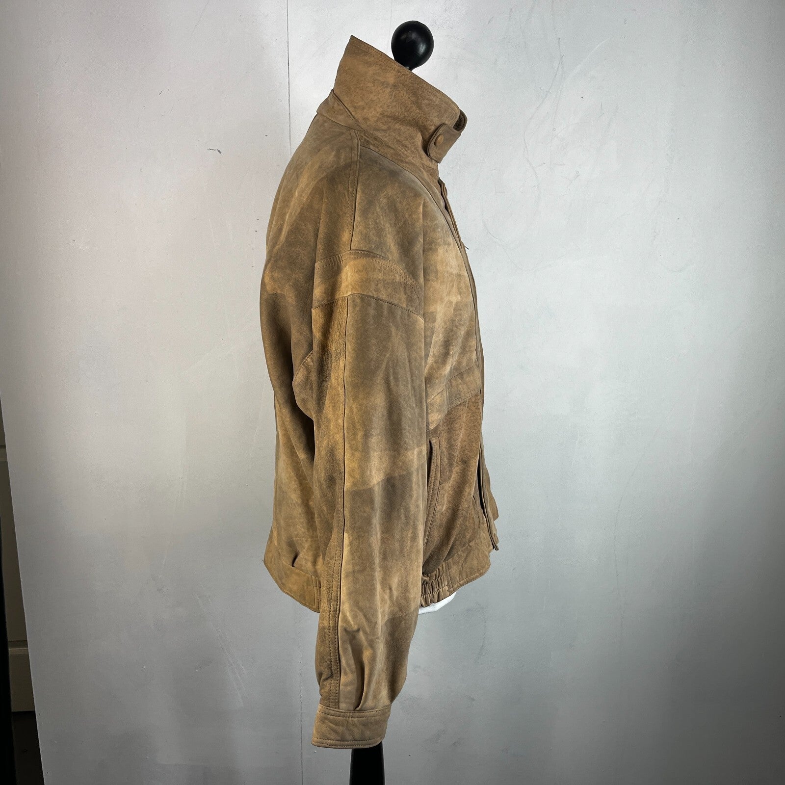 The Vali Collection Soft Leather Jacket 80s Brown Distressed Look size XL