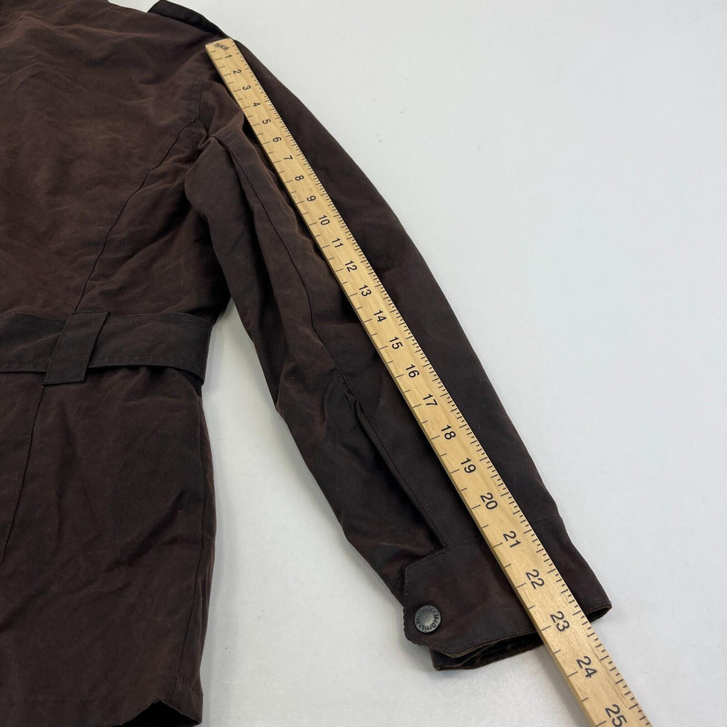 Mc Orvis Wax Jacket Womens size S Brown Waxed Coat with Belt Made in the UK
