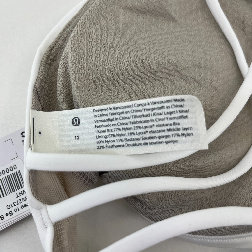 Ladies Lululemon Free to Be Wild Sports Bra White A/B Cup size UK 16 US 12  BNWT
