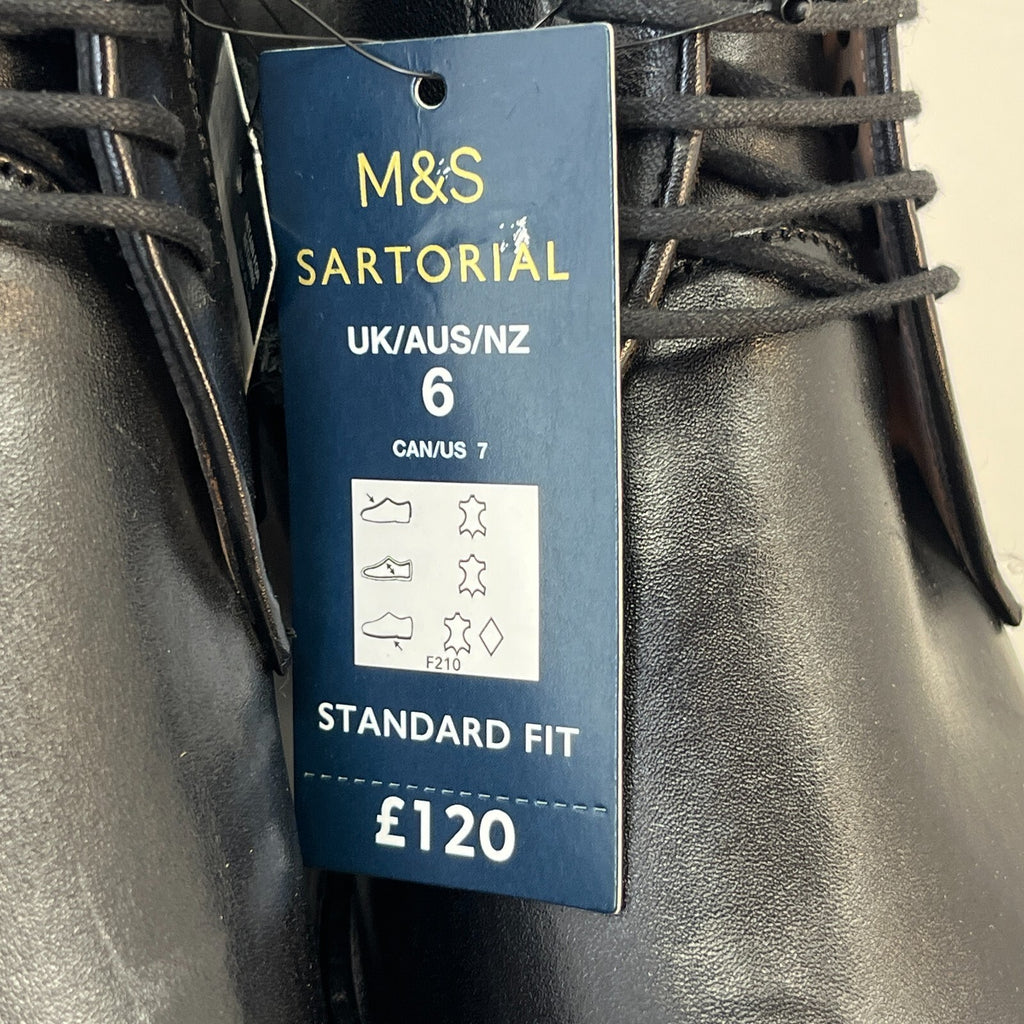 Marks and Spencer Sartorial Black Leather Smart Luxury Boots UK 6 RRP £120 - New