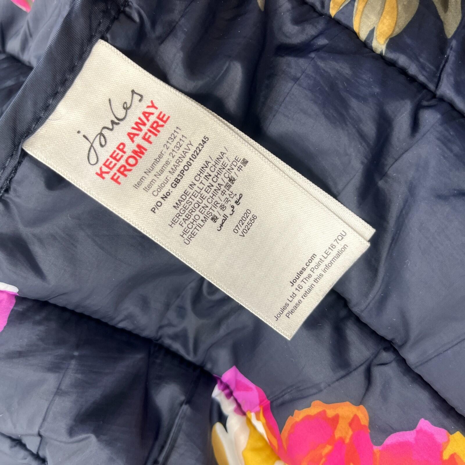 Joules Long Quilted Puffer Jacket Coat Navy Blue Women's UK size 14