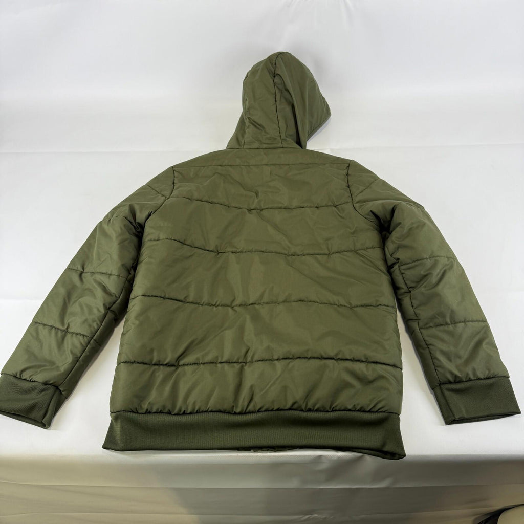 Adidas Puffer Jacket Kids 11-12 Years Olive Green Insulated Lining Hooded