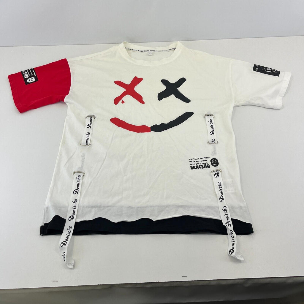 Bemcsho Oversized Punk T Shirt with Straps Skater size Medium Relaxed in White