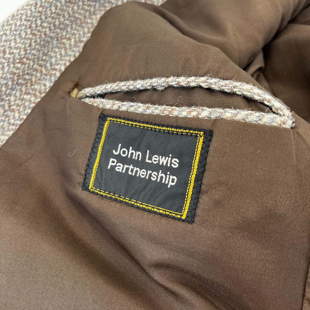 John Lewis Harris Tweed Herringbone Blazer Sport Coat Jacket Beige size 40R