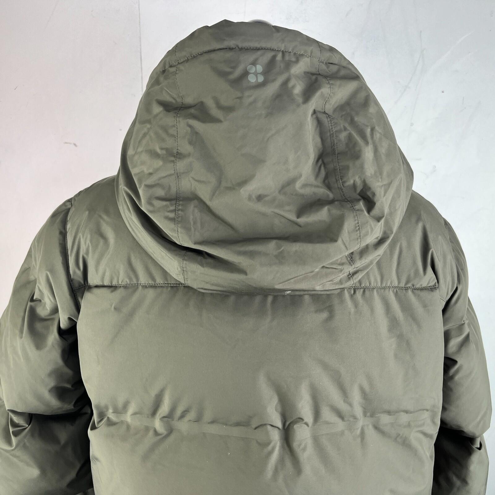 Sweaty Betty Nimbus Mid Waterproof Down Puffer Coat Hooded Large/14 Olive Green