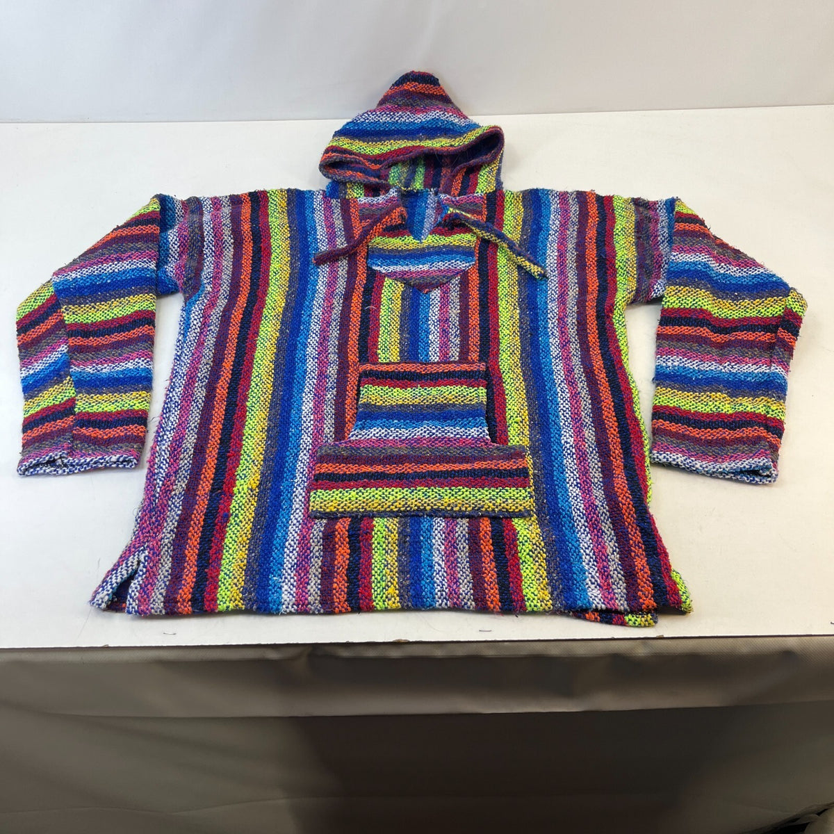 Genuine Mexican Baja Hoodie Pullover Hippie Festival Multicoloured UK size M