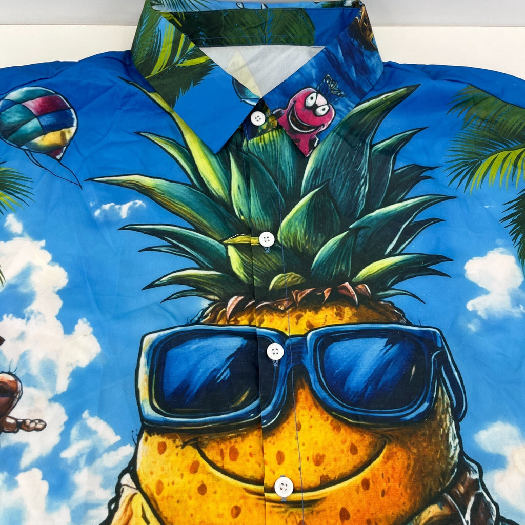 Manfinity Loud Hawaiian Short Sleeve Shirt Mr Pineapple Holiday Print size 2XL