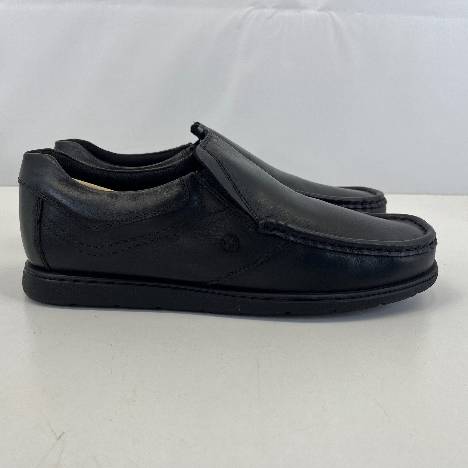 Pretty Green Waltham Slip On Shoes Moccasin Loafers Mens Black Leather UK 11 New