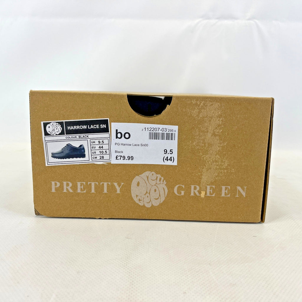 Pretty Green Harrow Lace Up Shoes Moccasin Loafers Men's Black Leather size 9.5
