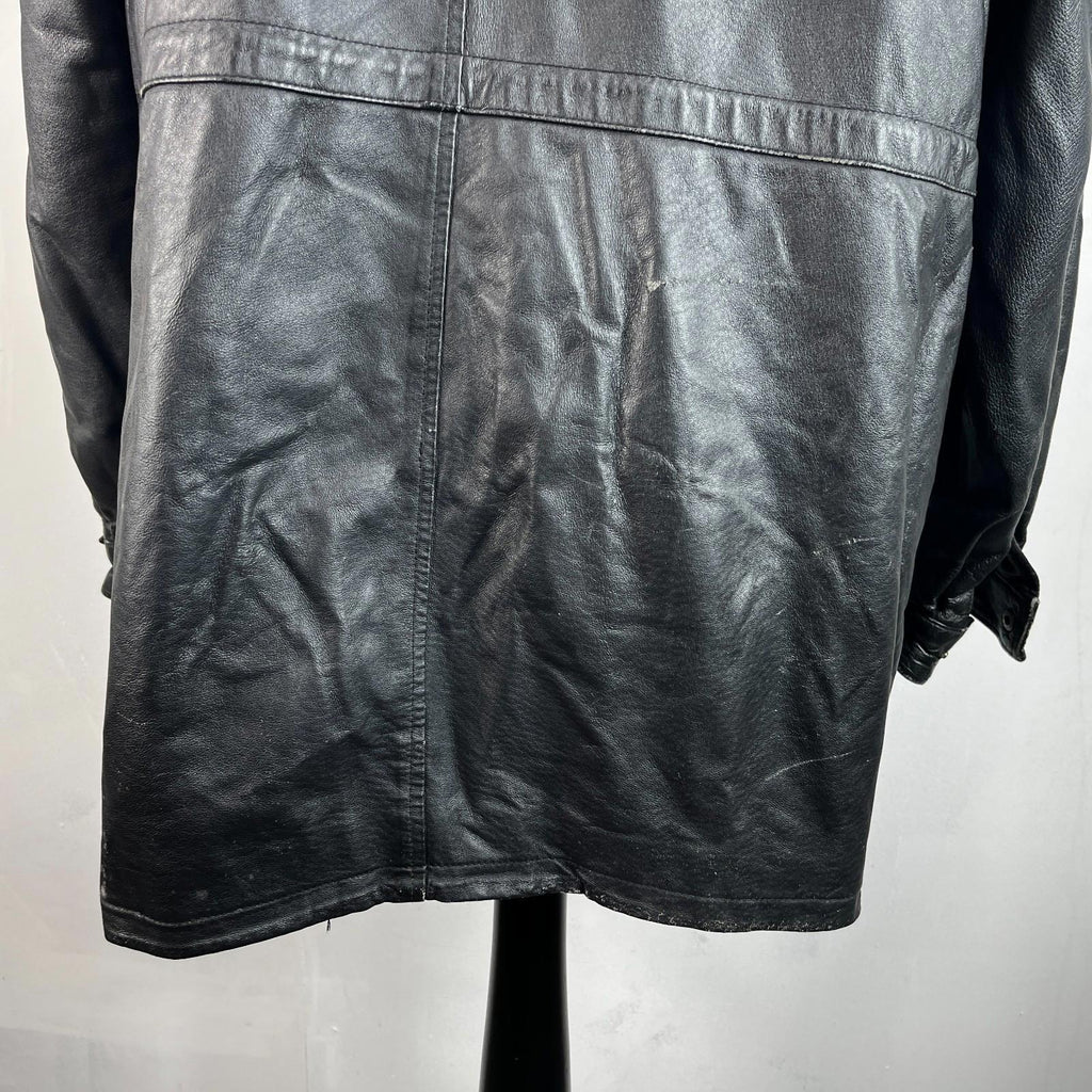 Paragon Mens Mid Length Leather Jacket Coat size XL in Black