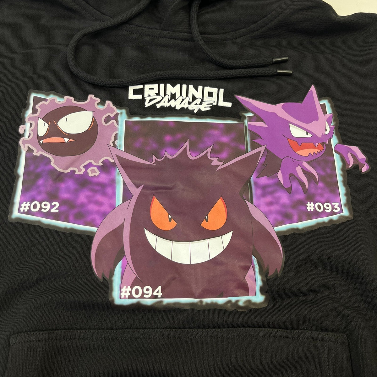 Criminal Damage Pokemon Hoodie Gastly Haunter Gengar Black size Small - New