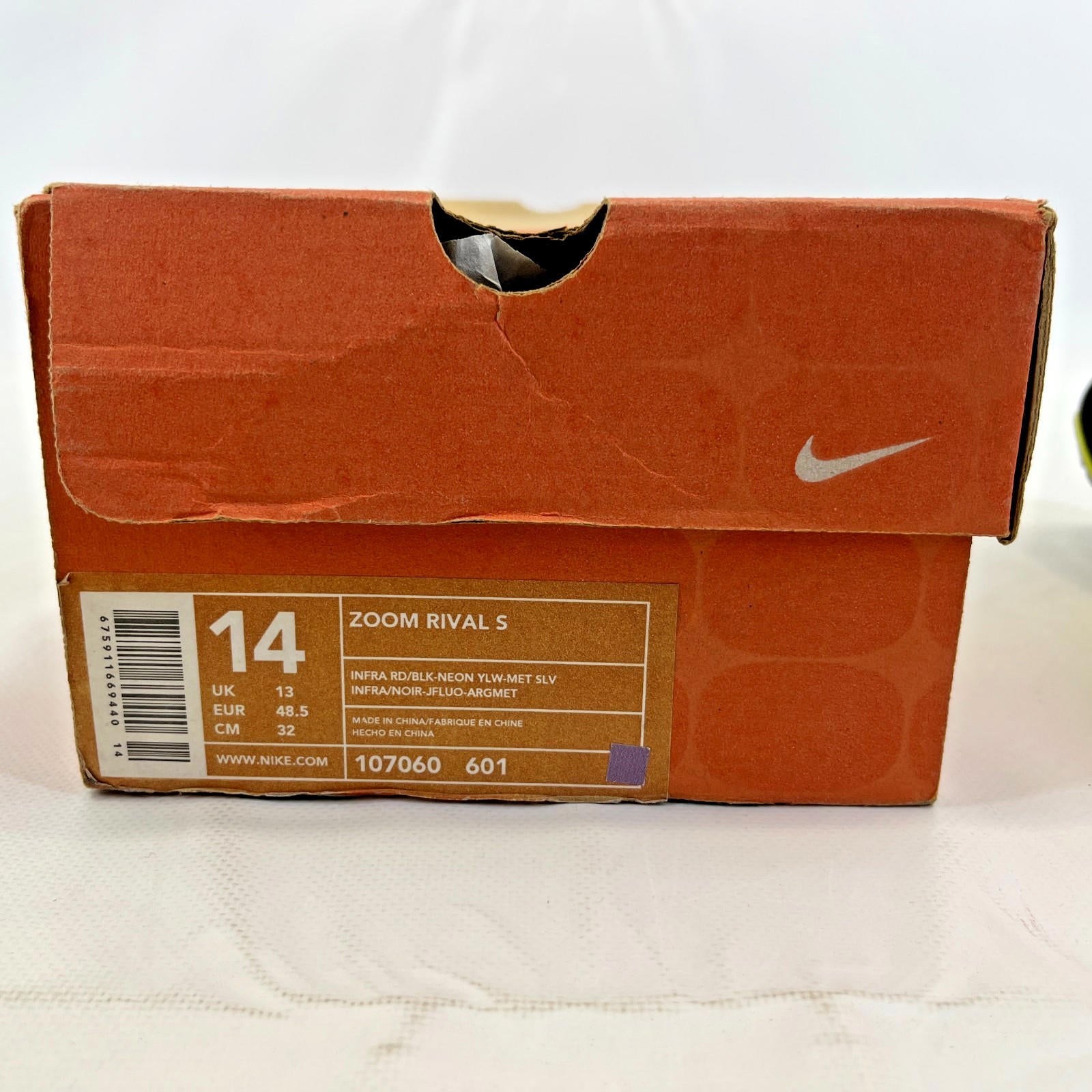 Nike Zoom Rival S Spikes Running Shoes Trainers UK size 13 Neon/Orange Black NEW