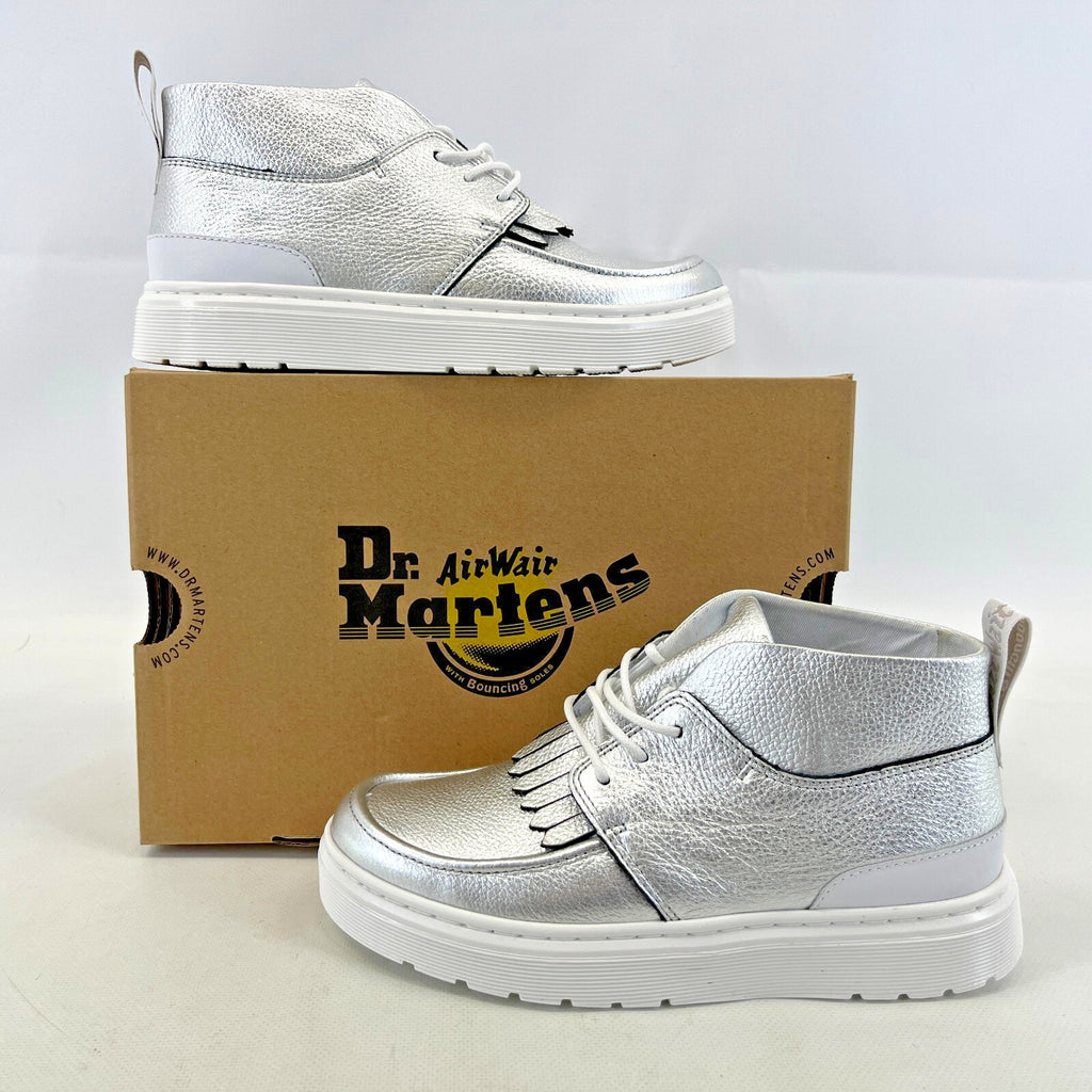 Dr Martens Jemima Silver & White Leather Kiltie Chukka Boots Shoes Womens UK 4