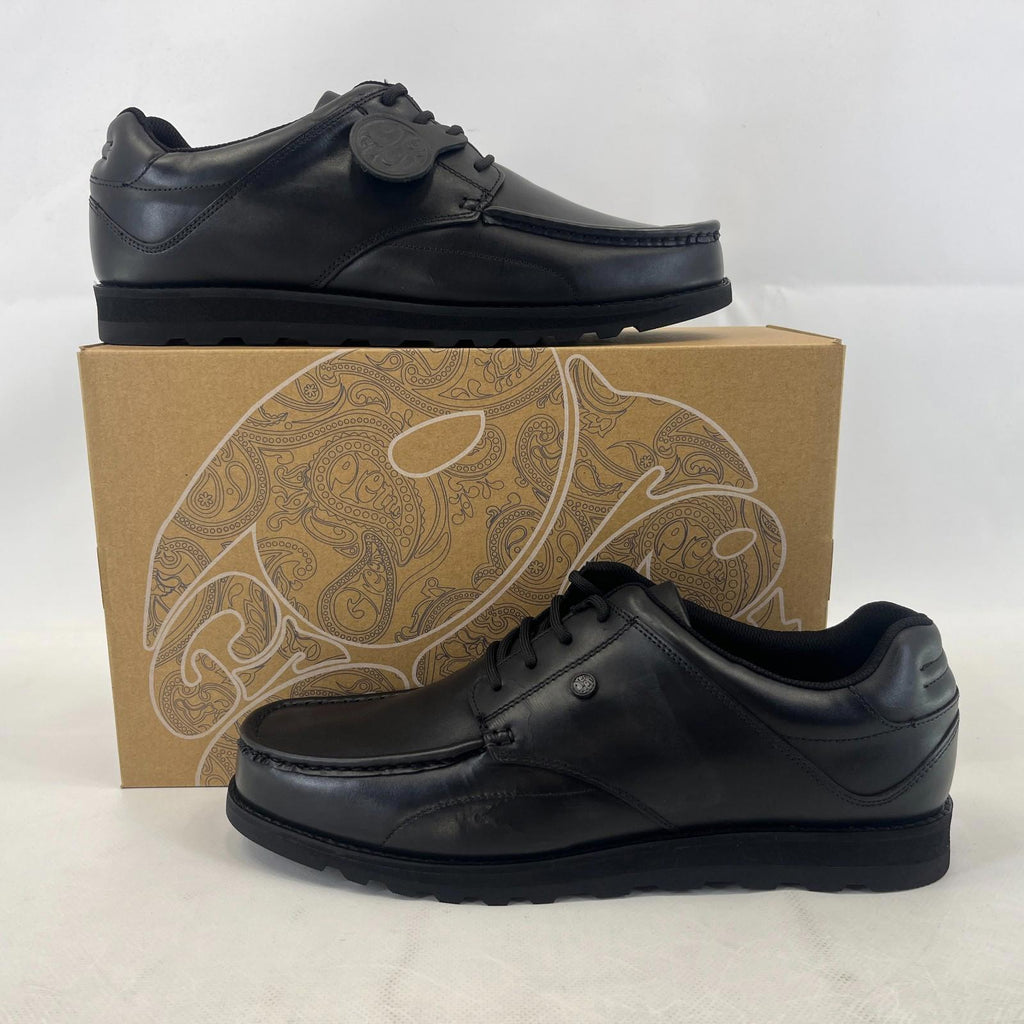 Pretty Green Harrow Lace Up Shoes Moccasin Loafers Men's Black Leather size 10