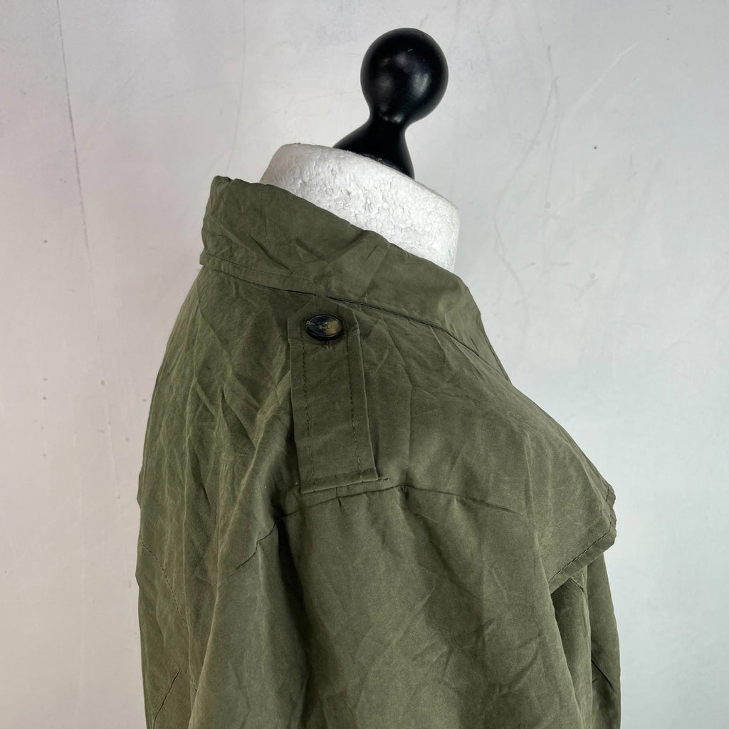Sears Vtg Distressed Look Military Trench Coat Olive Green Belted - Women's 3XL