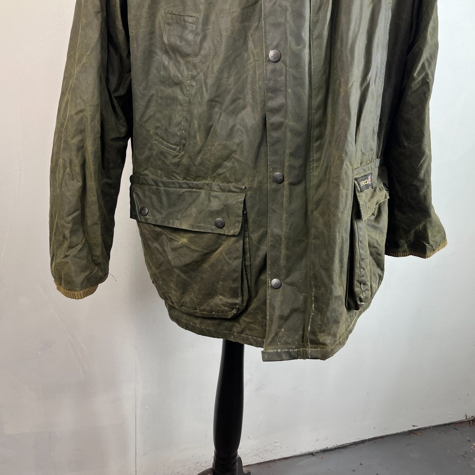 Whatbaron Kruegercoat Wax Cotton Jacket Green size Large