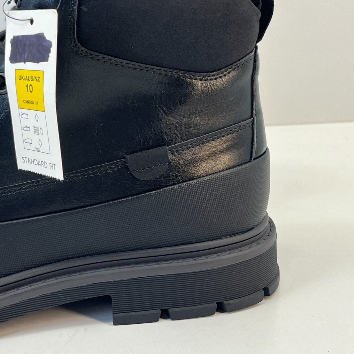 M&S Men's Faux Leather Ankle Boots in Black size UK 10 - EU 44