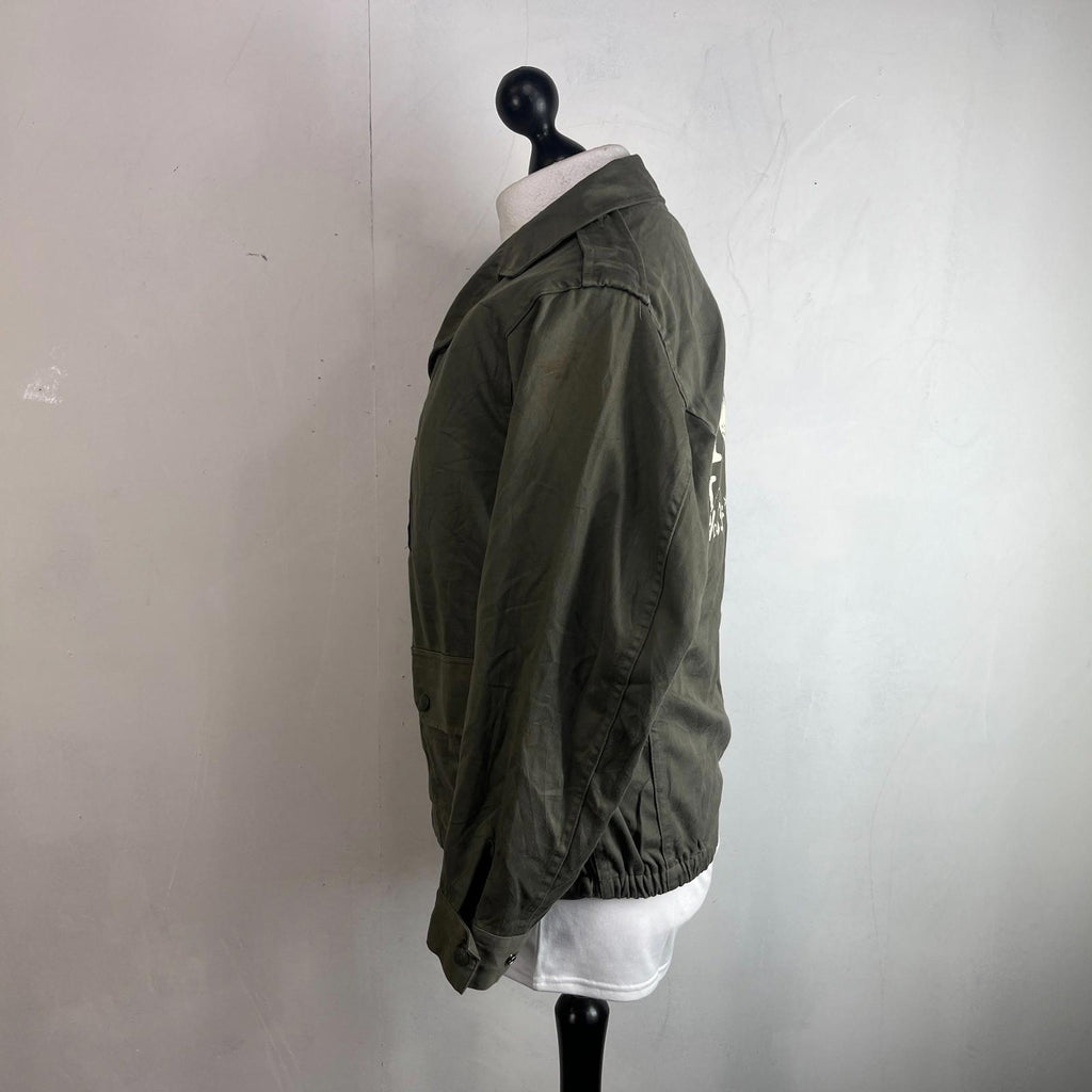 Custom Punk KGB Print Genuine French Military Army Combat Jacket Green size 104L