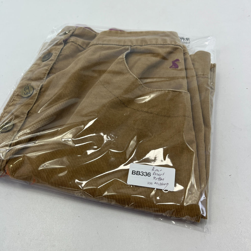 Joules Tan Brown Cord Short Skirt Corduroy Button Front with Pockets UK size 12