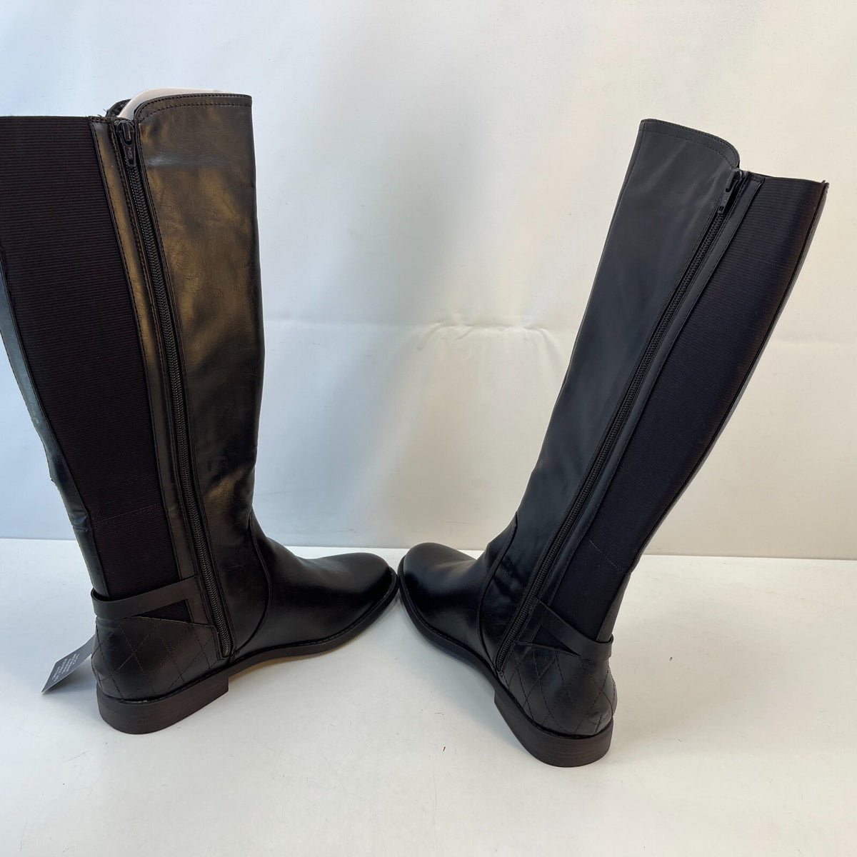 M&S Ladies Faux Leather Almond Toe Zip Calf Boots Dark Brown UK 6.5 EU 40 - New