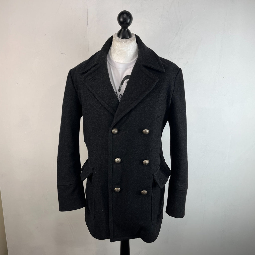Hackett London Men's Double Breasted Peacoat Charcoal Grey size M