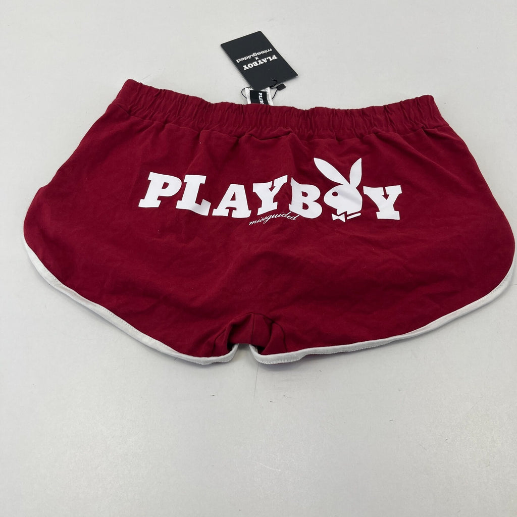 BNWT Playboy Deep Red Hot Pants Shorts size Medium - Misguided