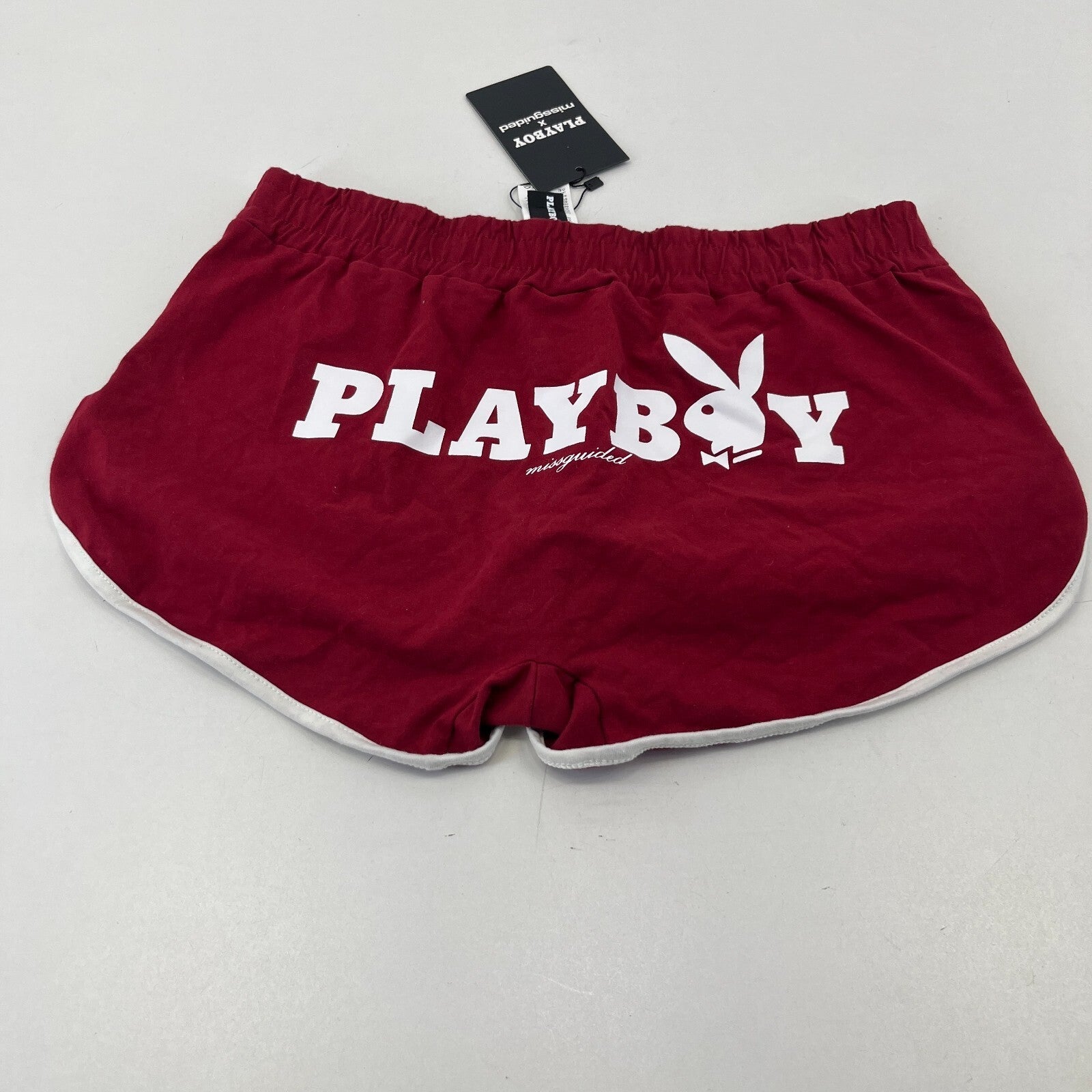 BNWT Playboy Deep Red Hot Pants Shorts size Medium - Misguided