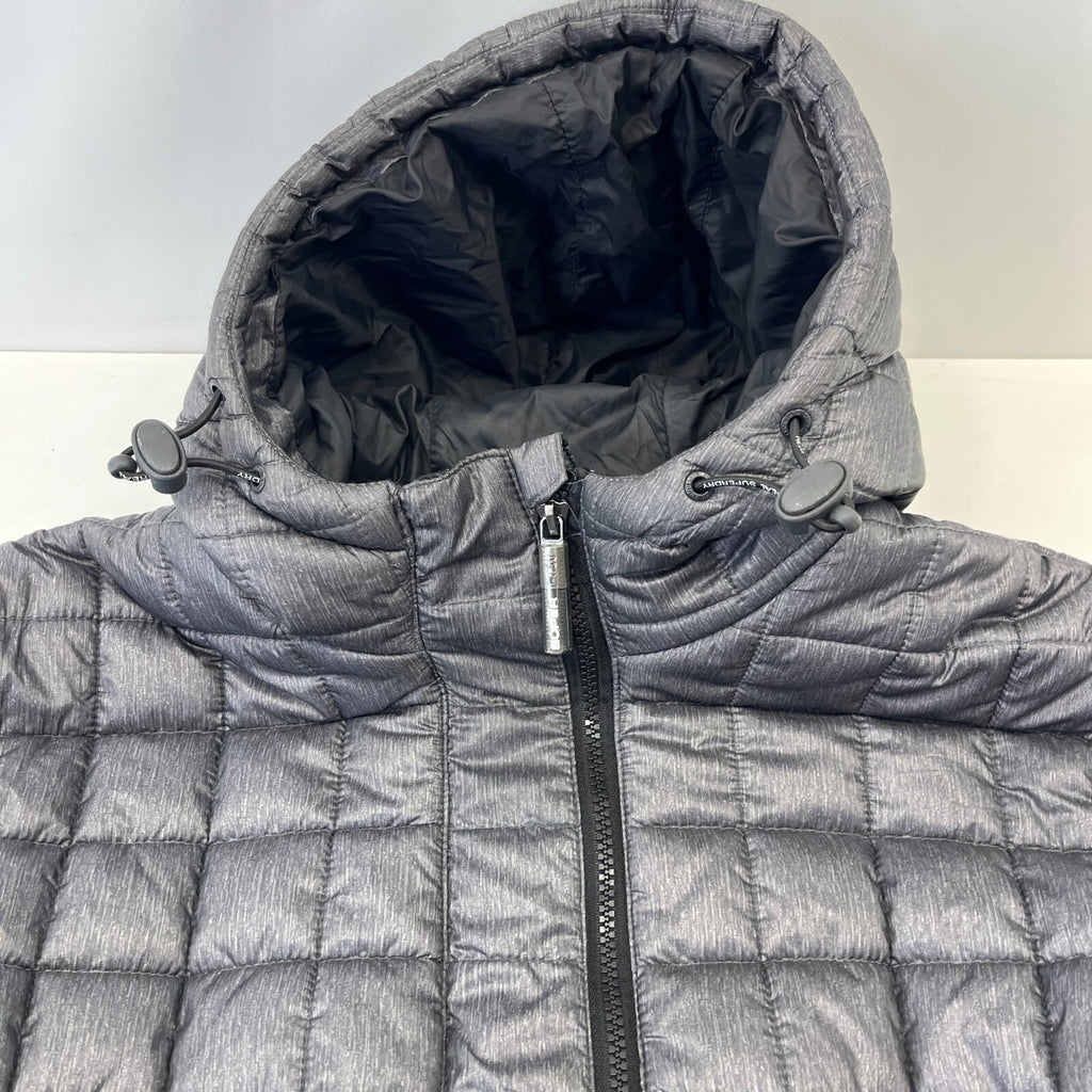 SuperDry Original Fuji Jacket UK size Large Grey Quilted Coat with Hood in Grey