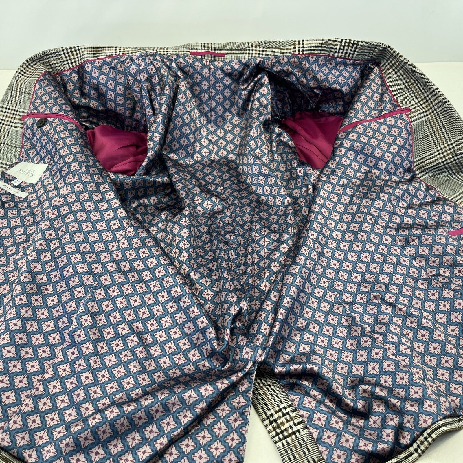 Next Tailoring Men's Grey Check Suit 44L Dark Grey W36 L31 Trousers Skinny Fit