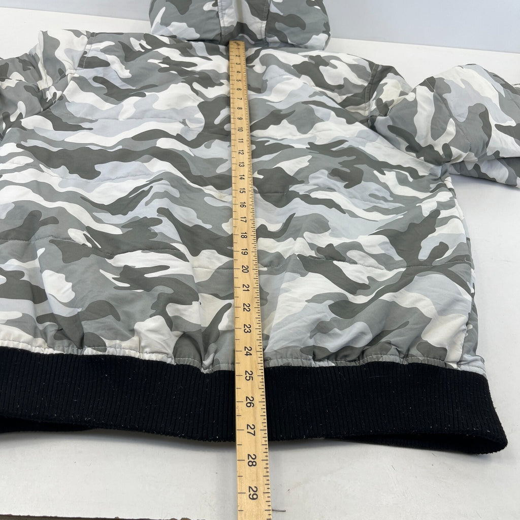 Tommy Hilfiger Camo Hooded Bomber Jacket size M Coat Grey White Water Resistant