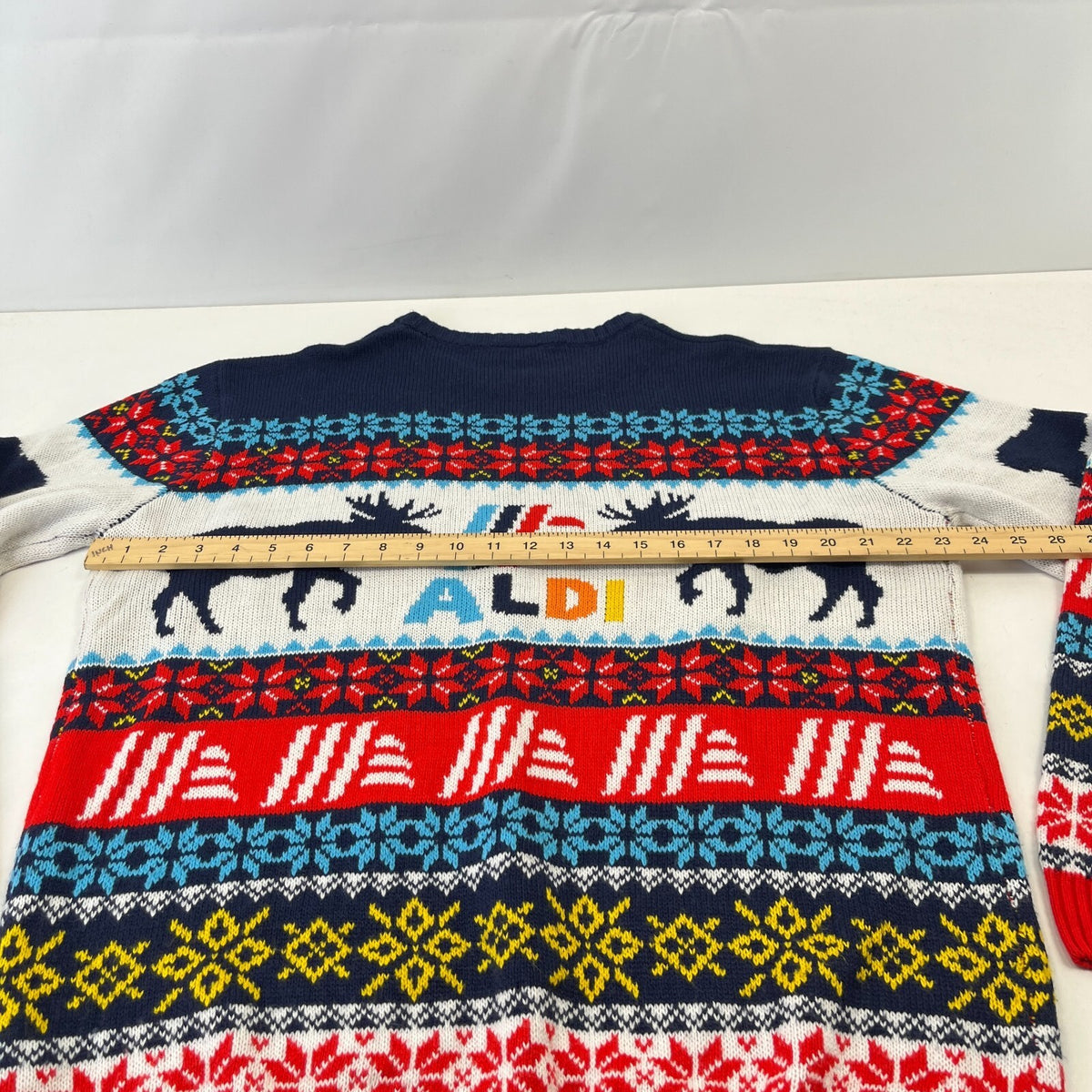 Vintage Aldi Christmas Jumper size XL Unisex - Blue/Red