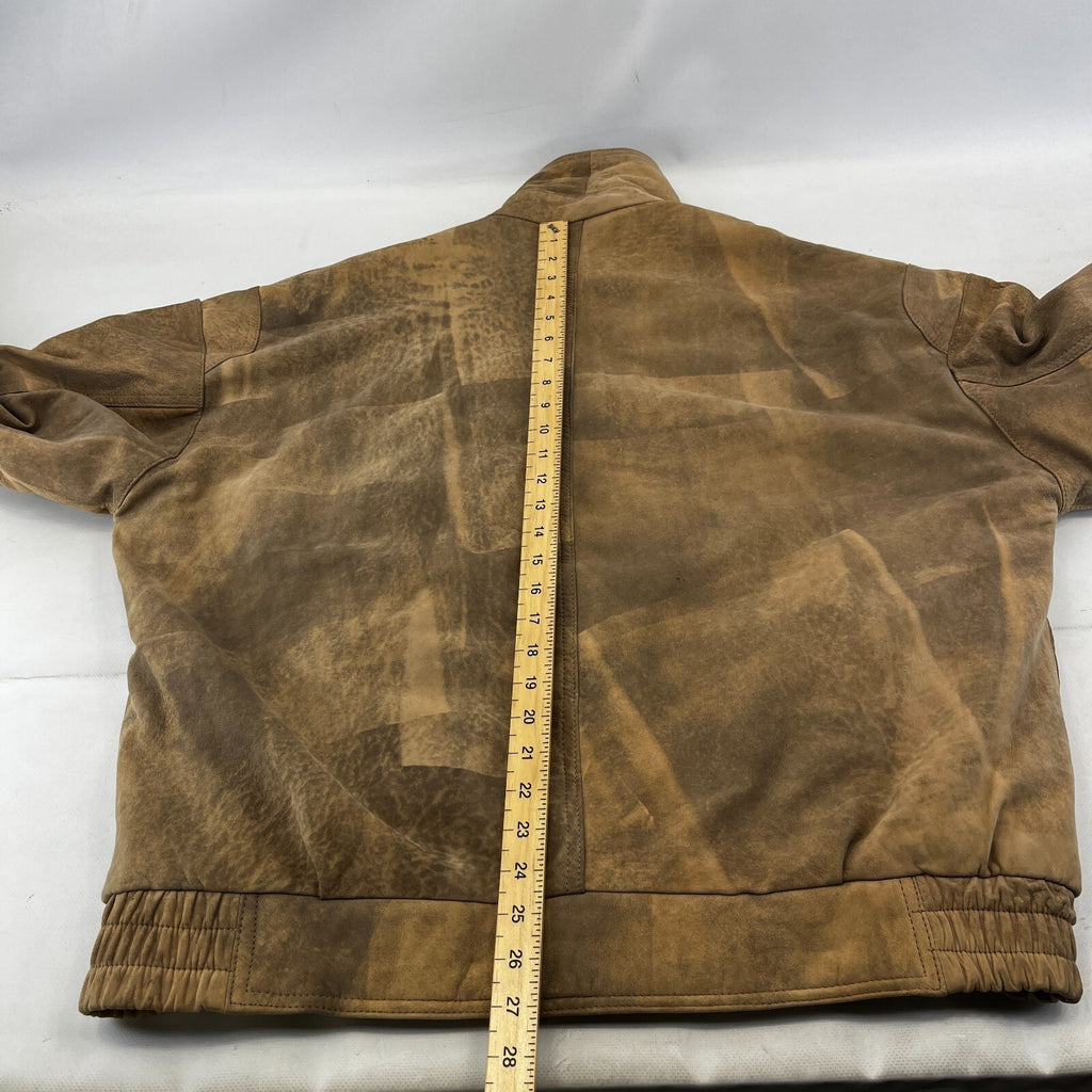 The Vali Collection Soft Leather Jacket 80s Brown Distressed Look size XL