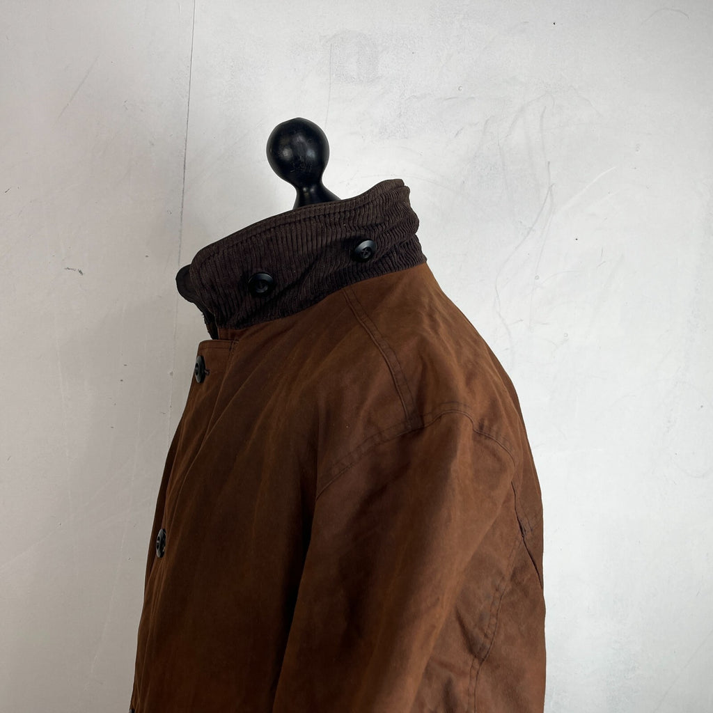 Paul R Smith Halifax Men's Wax Jacket Brown Leather Collar Waxed Cotton size 42S