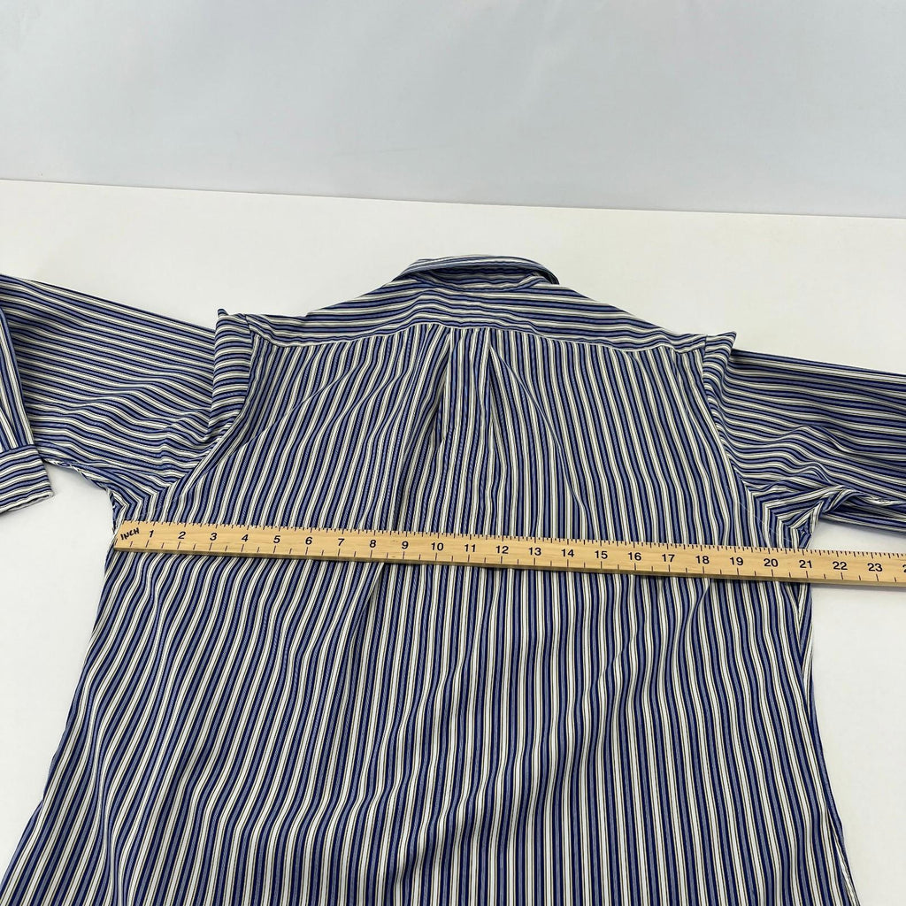Ralph Lauren Shirt Mens 15 1/2 M Blue Pinstriped Cotton Button Up RL Pony